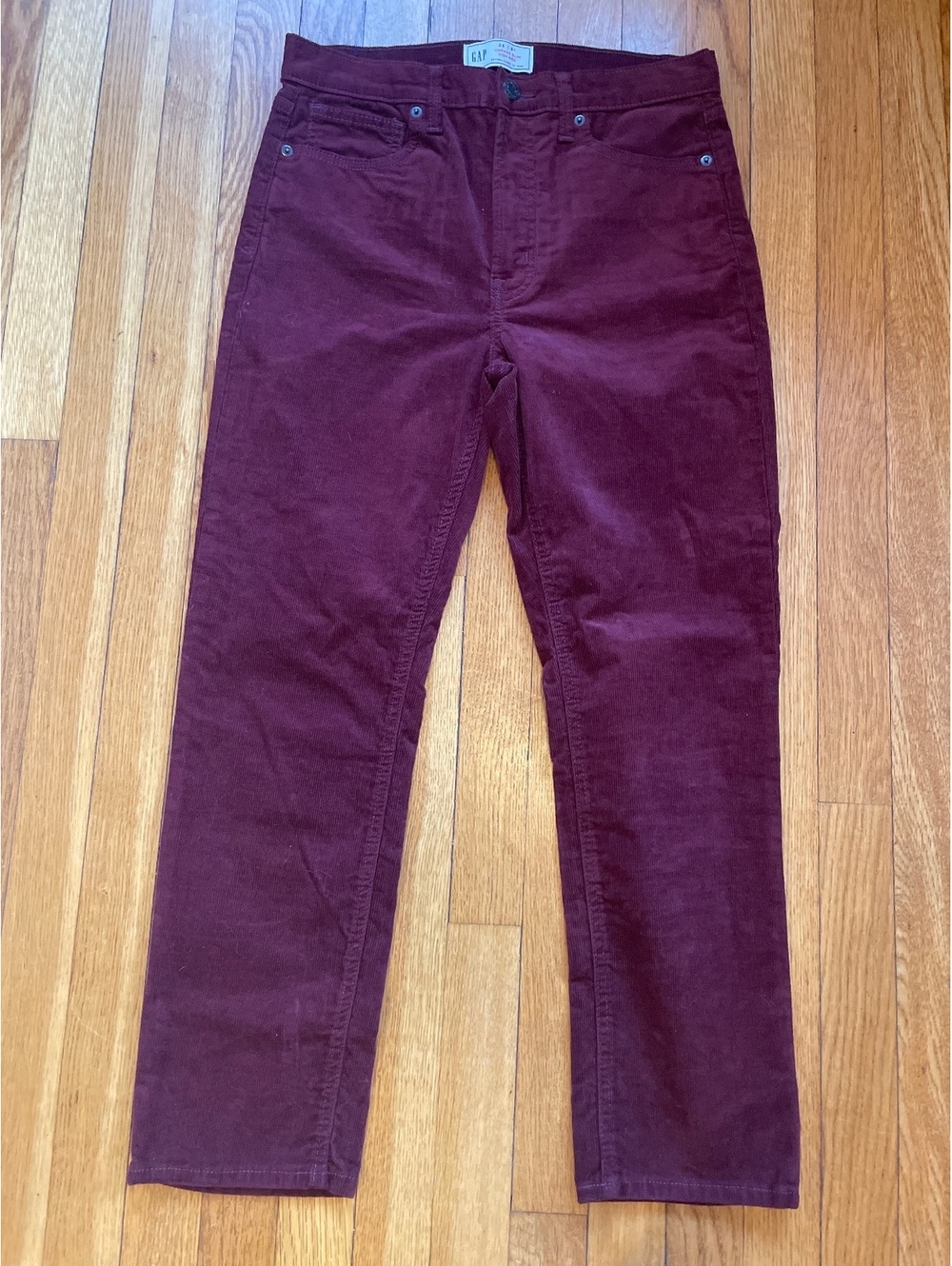 Gap Vintage Slim High Rise Corduroy Pants Burgundy Women's 28/6S Short